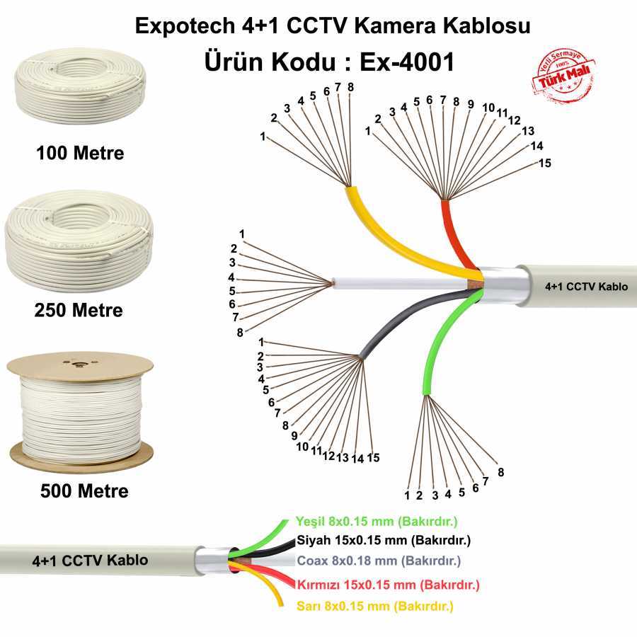 Expotech 4+1 CCTV Kamera Kablosu Kaliteli