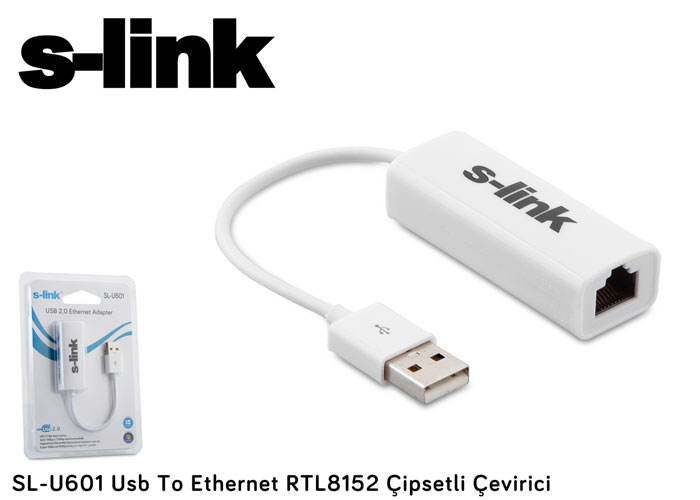 S-link Usb 2.0 to Ethernet RTL8152 Çipsetli Çevirici