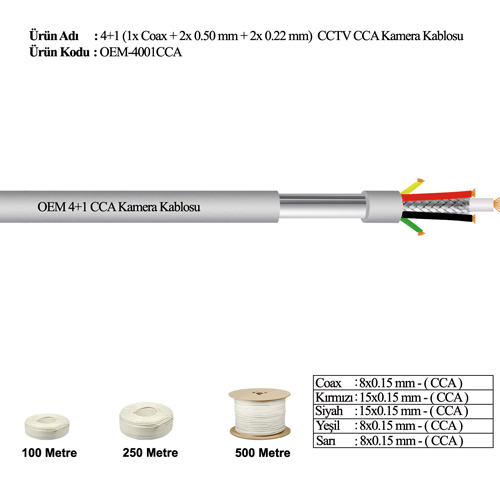 OEM 4+1 CCTV CCA Kamera Kablosu Kaliteli